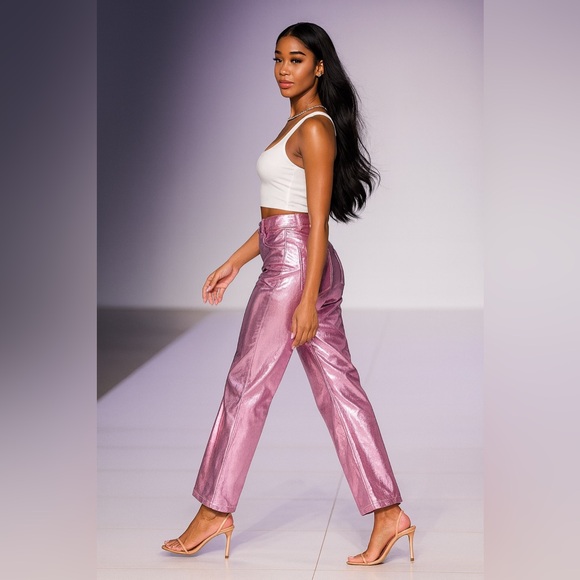 Galactic Glow Pant Womenswear Underwear Lady Metallic Shimmer High Waist - Picture 6 of 16